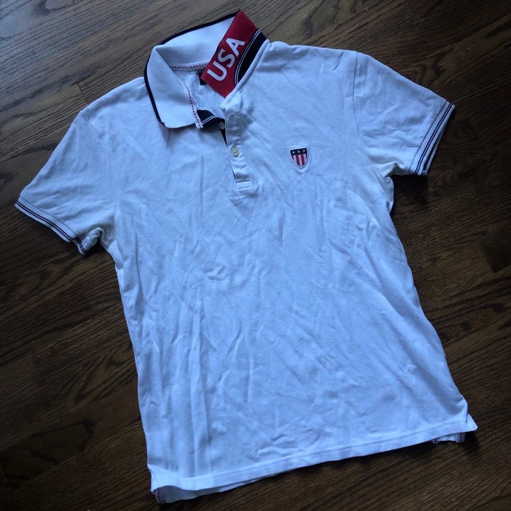 Zara Man USA team white polo shirt